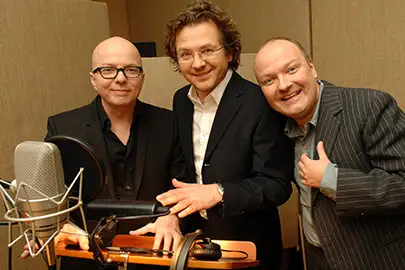 Oliver Rohrbeck, Andreas Fröhlich und Jens Wawrczeck im Studio